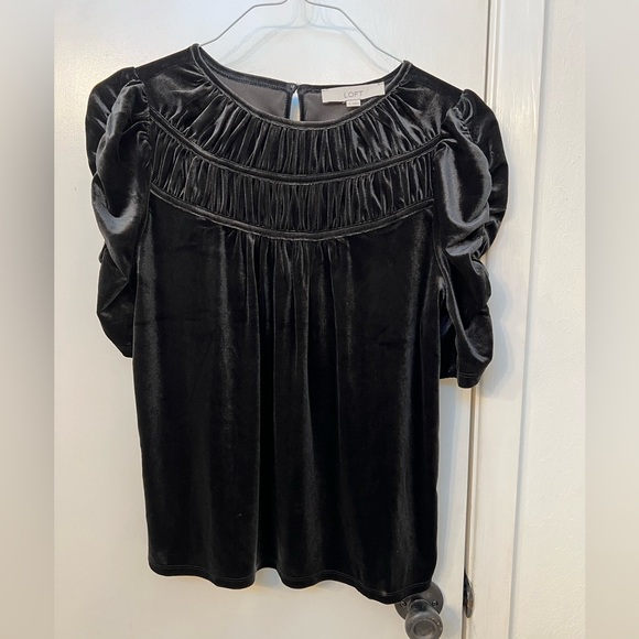 Loft Ruched Velvet Top - Picture 2 of 6